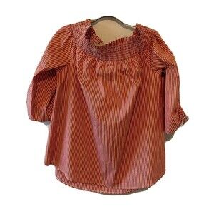 Chico's Womens Plus Size 20/22 Multicolor Striped Smocked Off The Shoulder Top